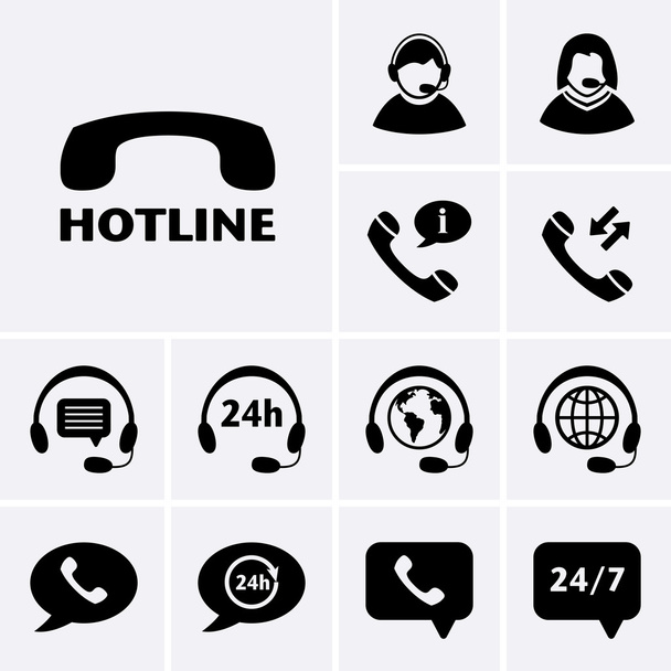 Hotline ondersteuning pictogrammen - Vector, afbeelding