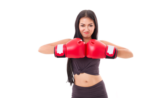 boxeador fuerte de la mujer de la aptitud o boxeo
 - Foto, Imagen