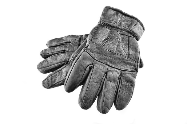 Black leather hand gloves - Zdjęcie, obraz