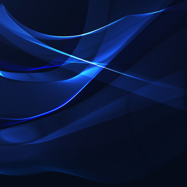 Blauwe golvende strepen op een donkere achtergrond - Vector, afbeelding
