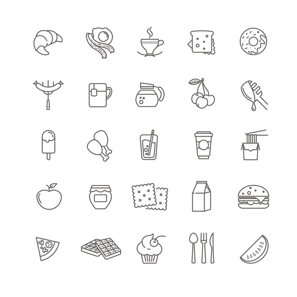 breakfast icons, stock vector set - Вектор,изображение