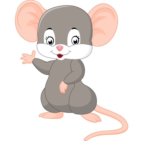 Cute mouse cartoon waving - Vector, Image