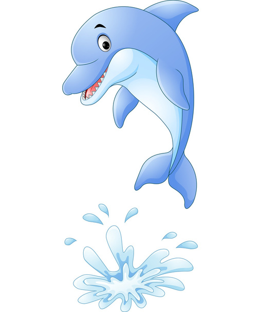 cute cartoon dolfijn springen uit water - Vector, afbeelding