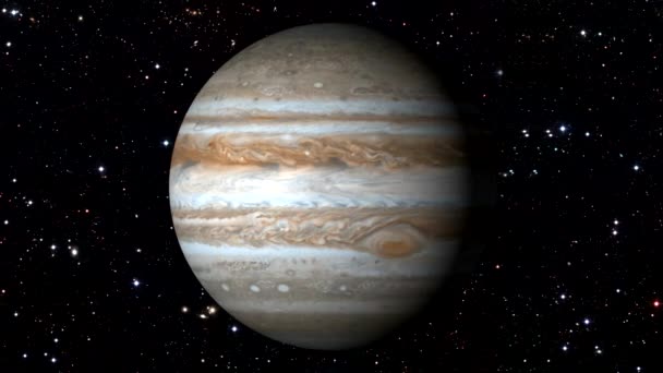 Jupiter, otáčení na pohybující se hvězda Backgrund. Loopable - Záběry, video