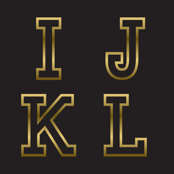 i, j, k, l Buchstaben mit Goldprägung. - Vektor, Bild