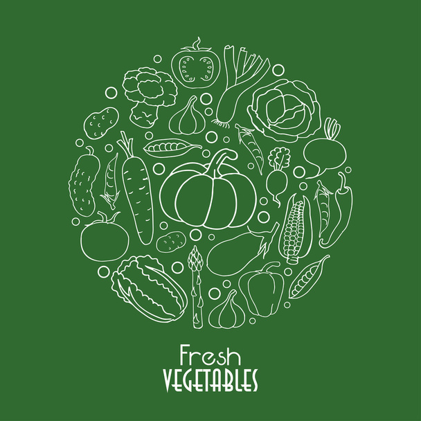Stylish vegetables in a circle - Vecteur, image