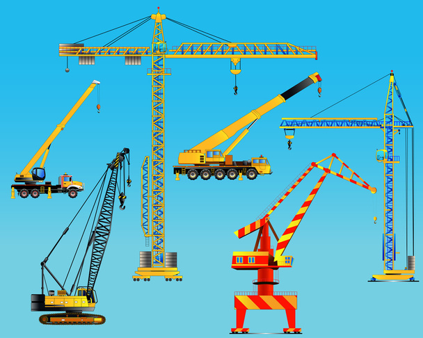Building construction cranes set. Vector - Vector, Image