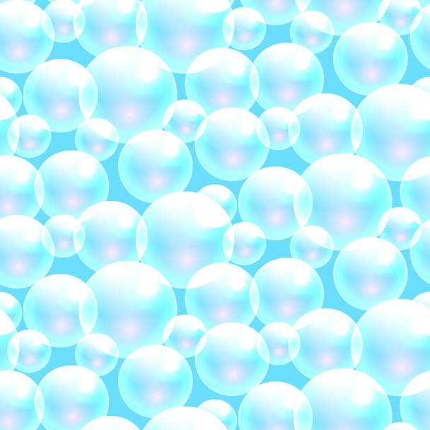 Vector soap bubbles blue seamless pattern. - Вектор, зображення