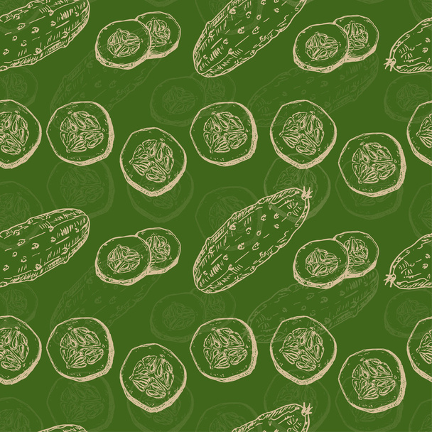 Seamless pattern with cucumber - Vector, Imagen