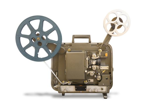 old-fashioned cinema projector isolated on white background - Photo, Image