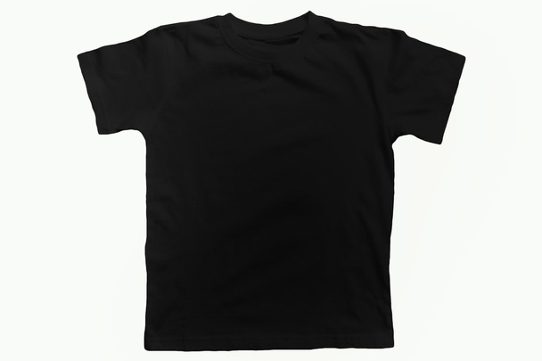 Black cotton t-shirt on a white background. - Fotó, kép