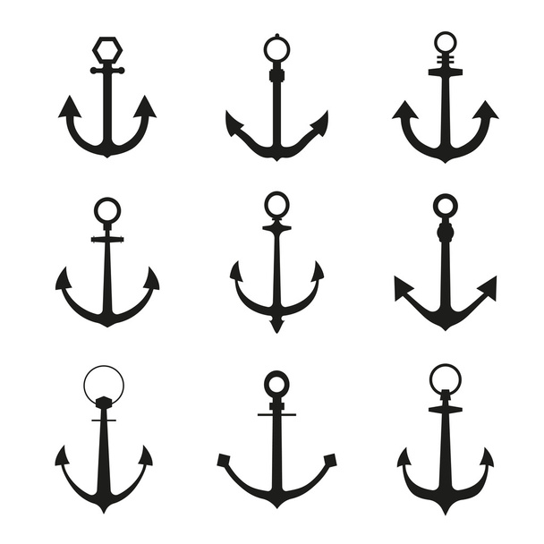 Set of anchor symbols or logo template vector - Vektör, Görsel