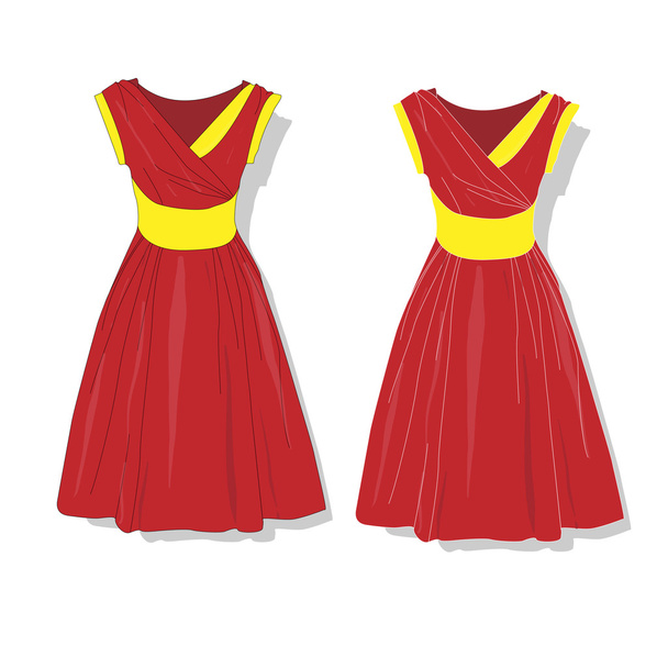 Elegant dress. Female's clothes. - Vector, Imagen