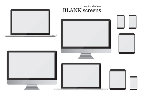 Set monitor, laptop, tablet and mobile phone. Blank screens. Vector illustration EPS10 - Vector, Image