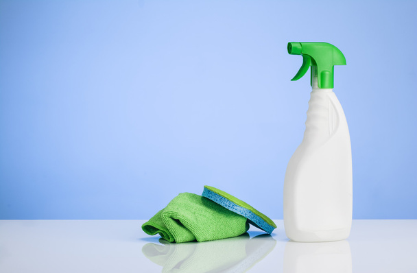 Cleaning product concept background with accessories - 写真・画像
