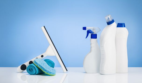 Cleaning product concept background with accessories - Photo, Image