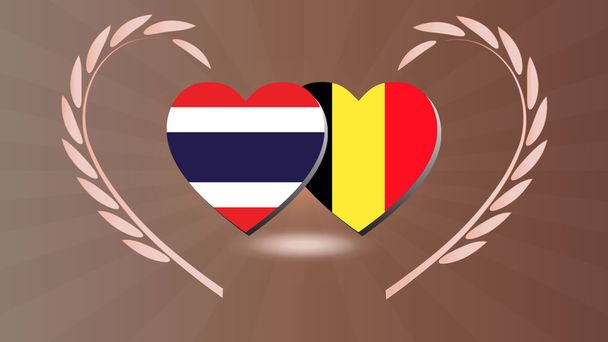 Tailandia y Bélgica: relación con la bandera del corazón en Luarel Wrea
 - Vector, imagen