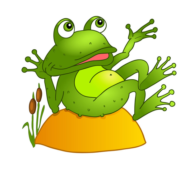 żaba kreskówka leżącego na skale - Wektor, obraz
