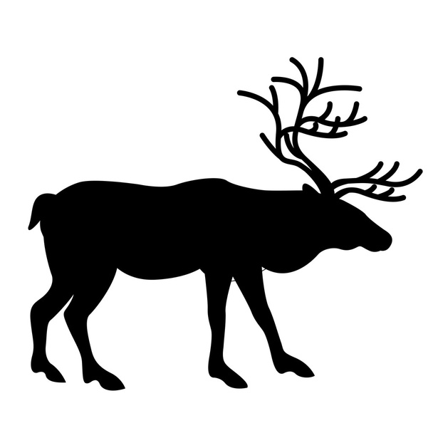 northern deer vector  silhouette black - Vector, Image
