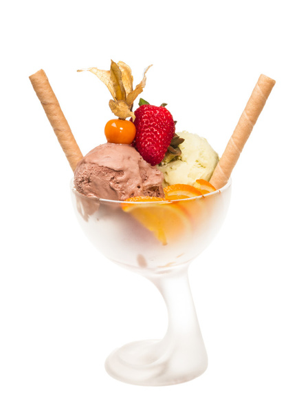 yogurt and chocolate ice cream in a bowl close up - Foto, Bild