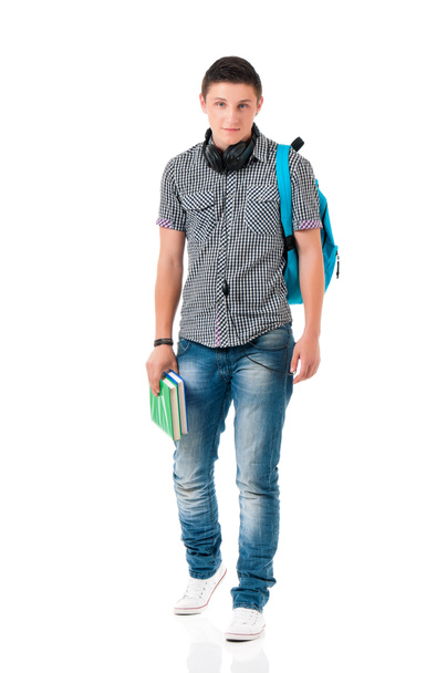 Teen boy student walking - Fotoğraf, Görsel