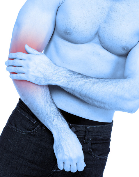 Elbow pain on white - Photo, Image