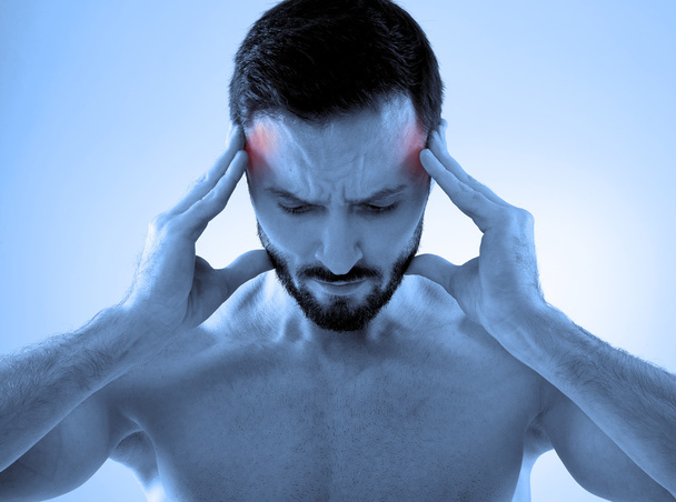 Kopfschmerzen in grau - Foto, Bild