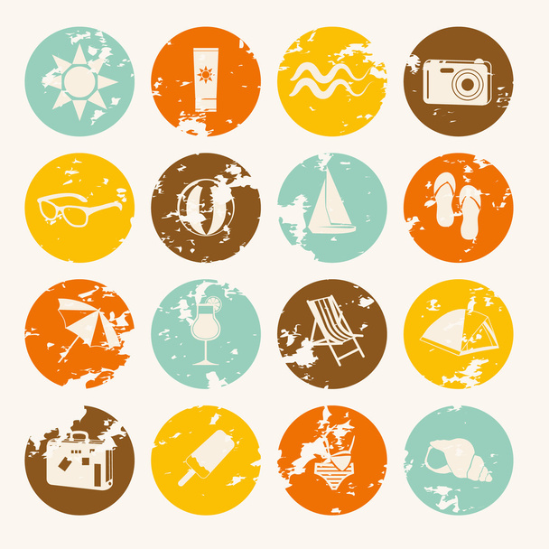 Retro summer icons collection - Vector, Image