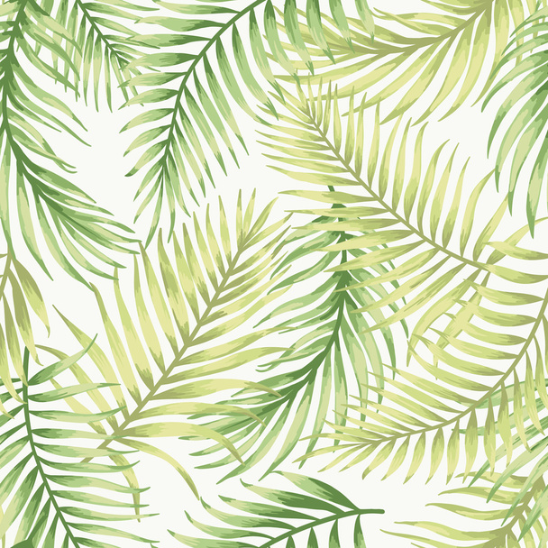 熱帯の葉を持つシームレスエキゾチックなパターン - ベクター画像