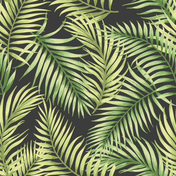 Seamless exotic pattern with tropical leaves - Vektör, Görsel