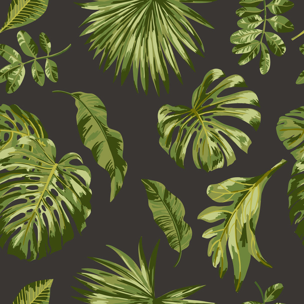Seamless exotic pattern with tropical leaves - Vektor, obrázek