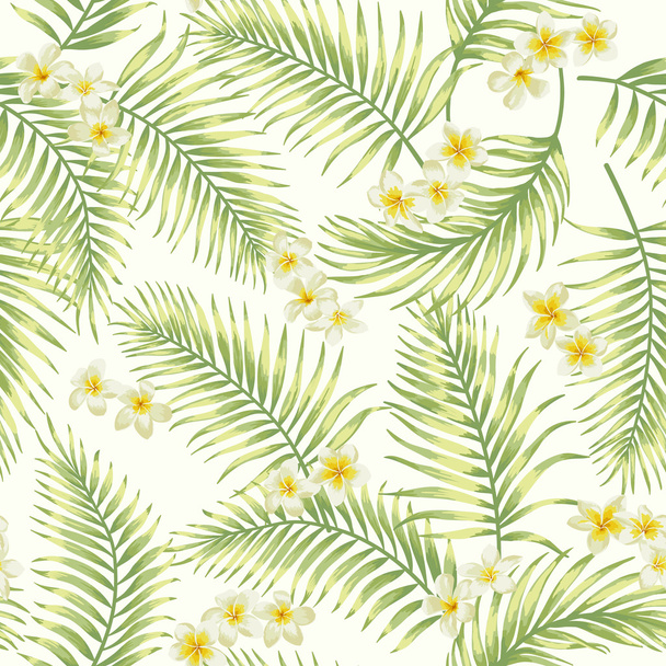 Seamless exotic pattern with tropical leaves - Vector, imagen