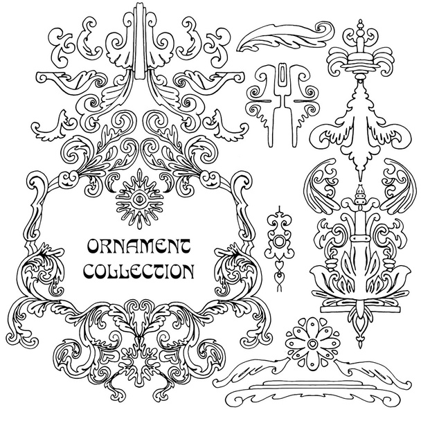 Винтажная коллекция рамок с цветами
 - Вектор,изображение