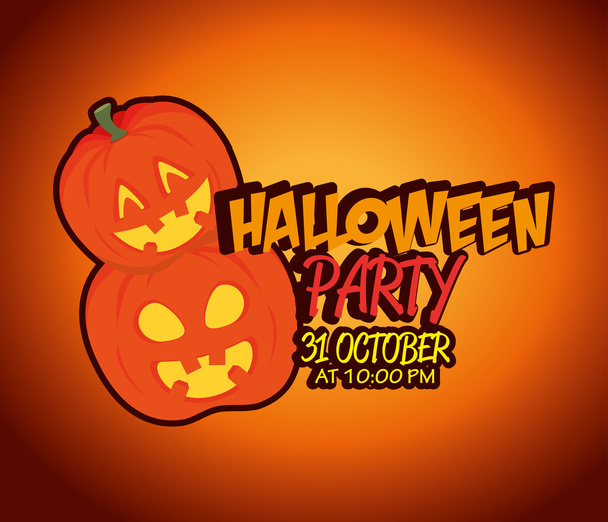 poster halloween party with pumpkin design isolated - Вектор,изображение