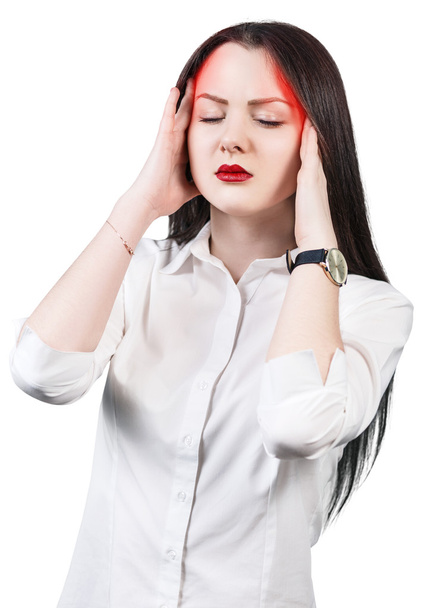 Young girl has a headache - Фото, изображение