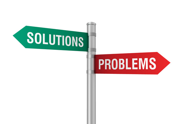 problems solutions road sign 3d illustration - Photo, Image