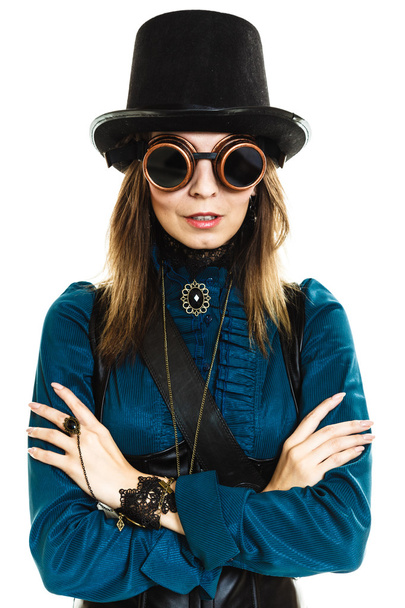 Steampunk stylished girl in hat - Photo, image