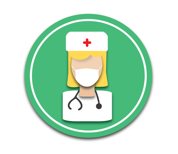  Icono de enfermera plana
 - Vector, Imagen