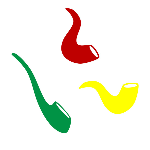 Señal de pipa de humo. Estilo isométrico de icono rojo, verde y amarillo
. - Vector, imagen
