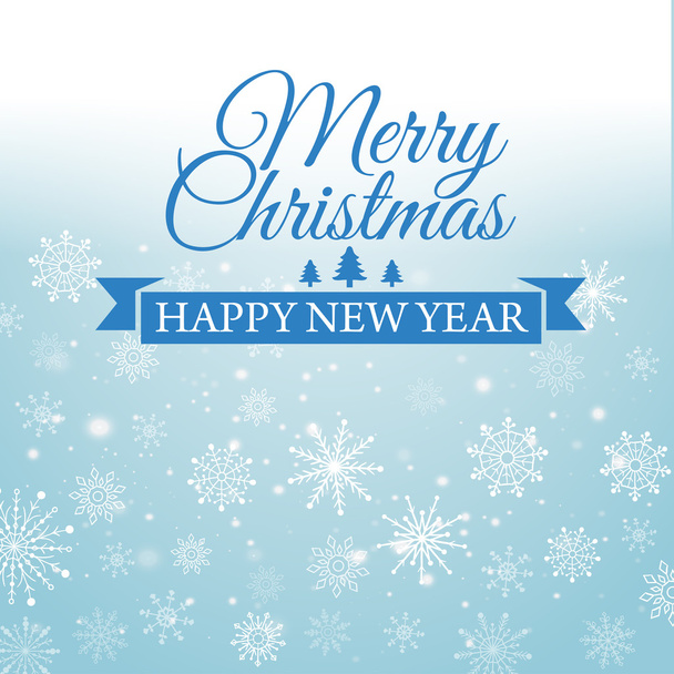 E-card for Happy New Year and Merry Christmas. Vector illustration. - Vector, Imagen