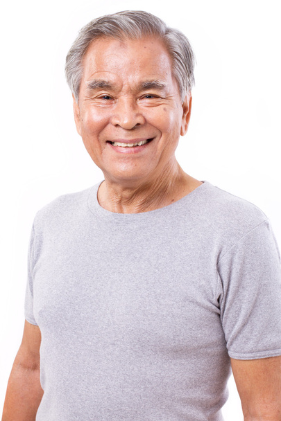 retrato de feliz, sonriente, positivo senior asiático hombre
 - Foto, Imagen