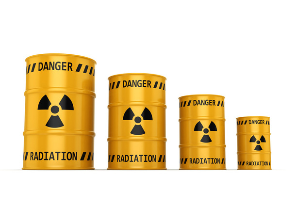 3D rendering Yellow radioactive barrels - Foto, Bild