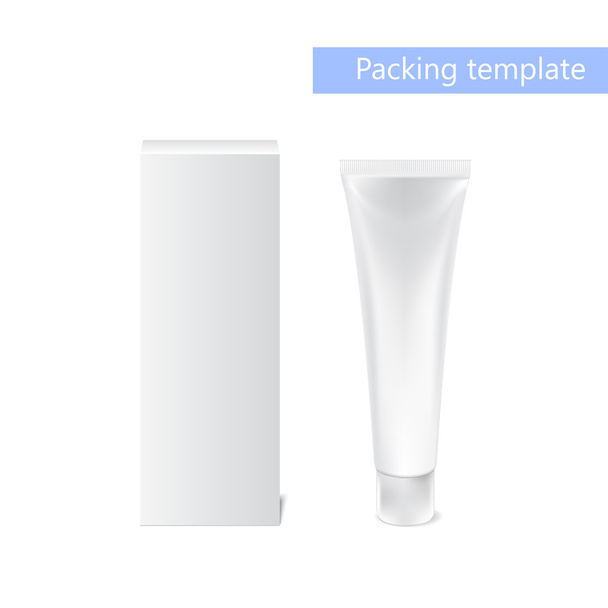 Realistic white tube and packaging. Tubes for cosmetics or artistic paint, creams, toothpaste, gel,sauce,paint, glue, ointments, lotions, medicines. Vector. Separate elements - Vector, Image