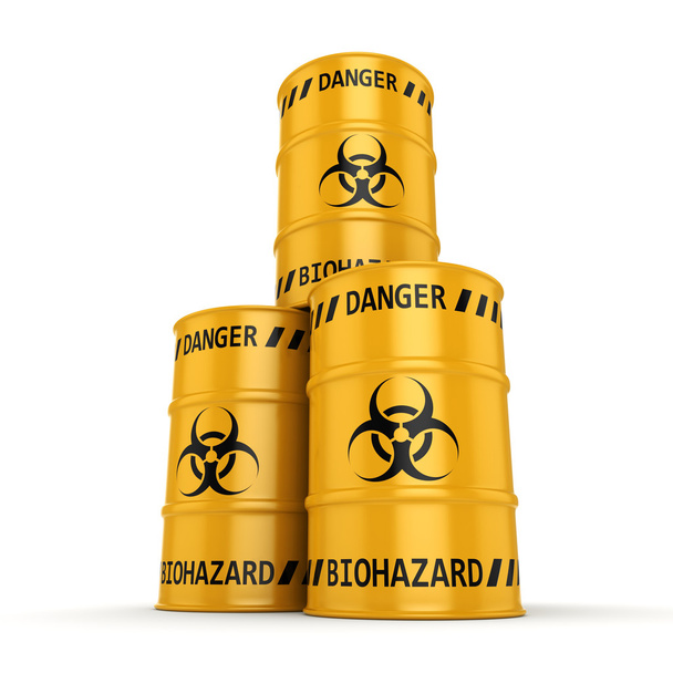 3D rendering biohazard barrels - Фото, изображение