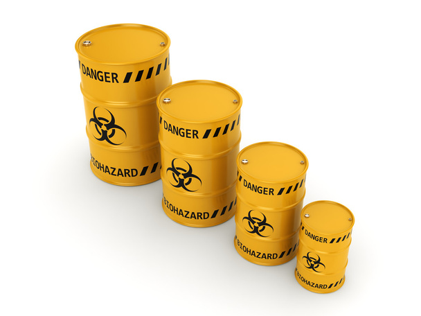 3D rendering biohazard barrels - 写真・画像
