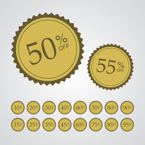 Gouden percentage uit stickers - Vector, afbeelding