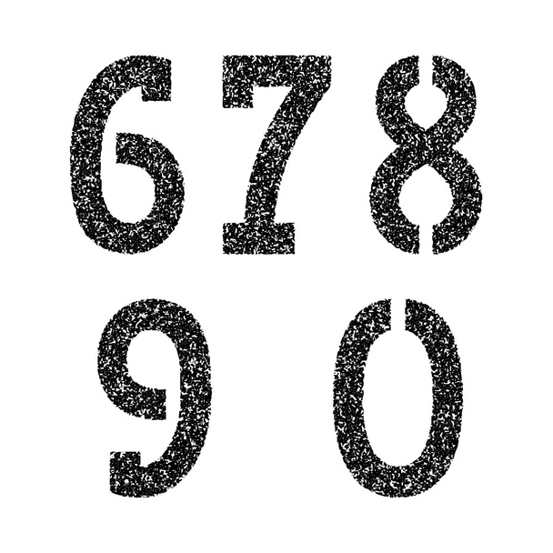 Six, seven, eight, nine, zero black stencil spray paint numbers. - Vector, Image