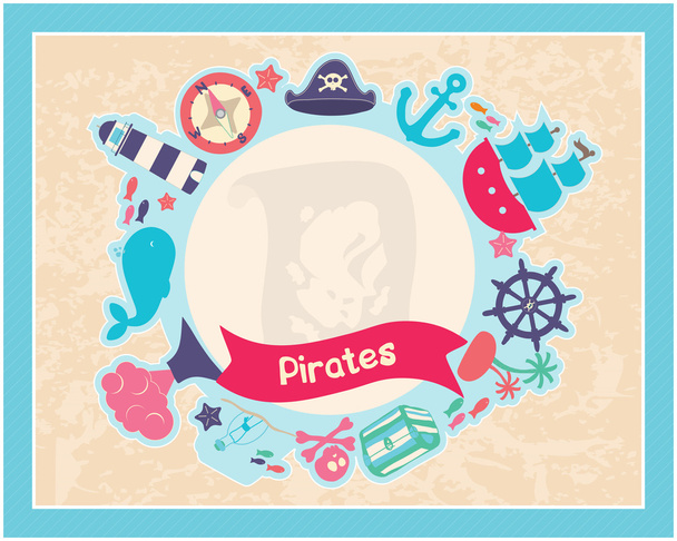 invitation pirate party - Vector, Image