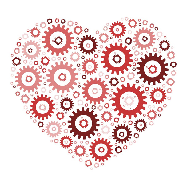 Καρδιά σχήμα μωσαϊκό γρανάζια - Διάνυσμα, εικόνα