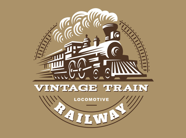 Locomotive logo illustration, vintage style emblem - Vector, Image
